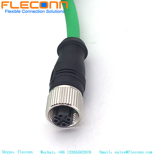 M12 4 Pos D-coded Female Connector Cable