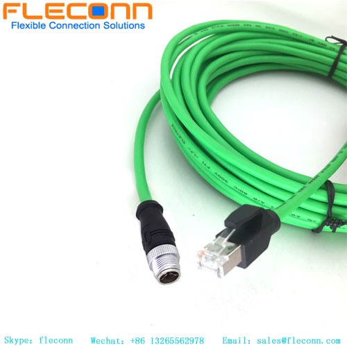 M12 X-coded Male To RJ45 Gigabit Ethernet Cable 