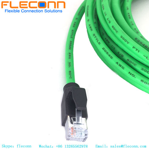 M12 X-code 8 Pin Male Straight To RJ45 Ethernet Cable
