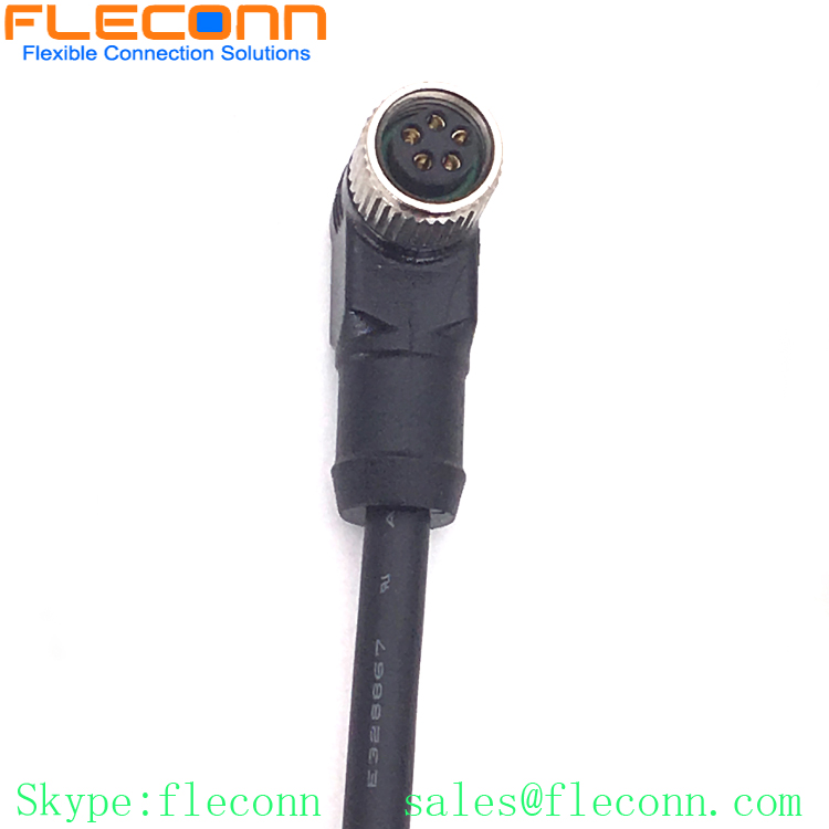 M8 5 Pin Female Right Angle Connector Cable, B-code, IP67 Waterproof Rating