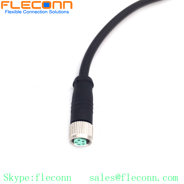 M8 B-coded 5-Pole Female Cable, Straight Molded Cable Assembly