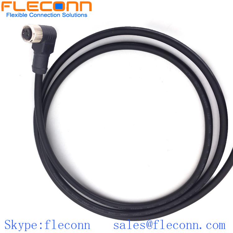 M8 4 Pin Right Angle Female Connector Cable