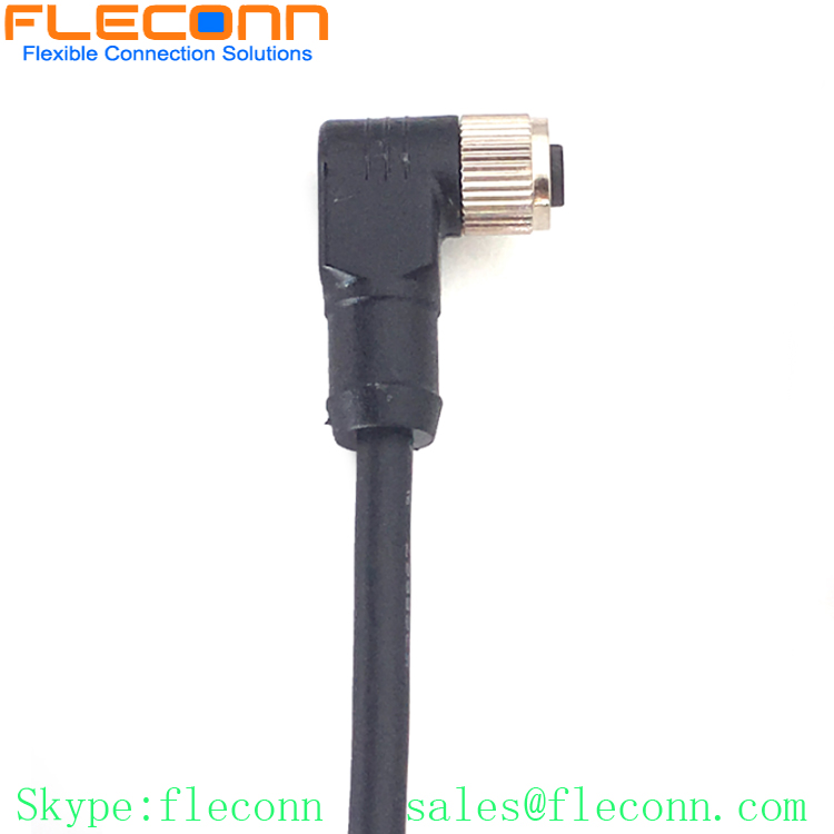 M8 90 Degree Angle Cable, 5P 5 Pin Female Connector, Unshielded PVC Jacket Cable