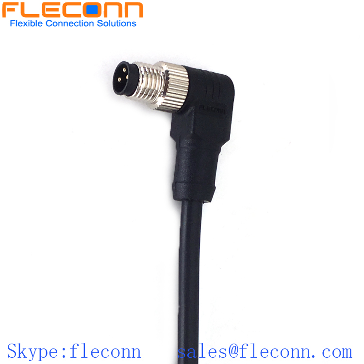 M8 3 Pin Right Angle Male Connector Cable