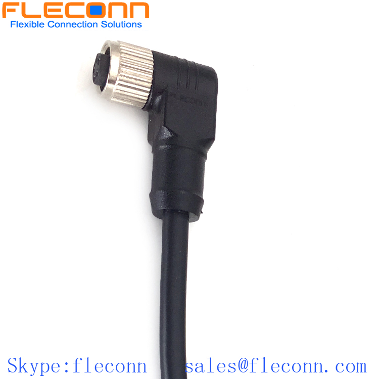M8 4 Pos Right Angled Female Cable, IP67 IP68 Waterproof Connector