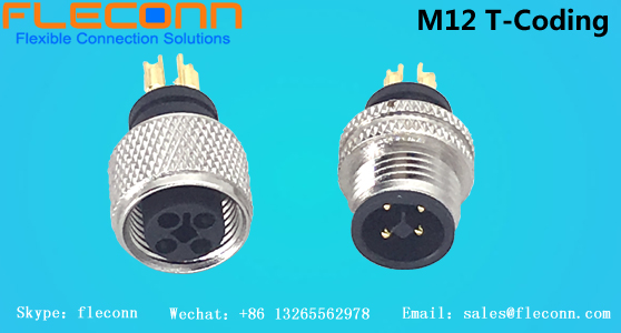 T-coded versions have 4 contacts with a rated current of 12 A at 63 VDC. The straight and angled cable connectors have screw terminals, but are also available with moulded cable.