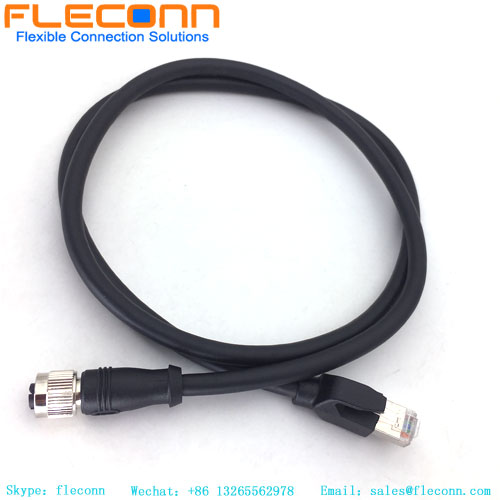 M12 To RJ45 Cable, CAT5E CAT6A 24AWG 26AWG 4-Pair Twisted SFTP Shielded PUR Ethernet cable