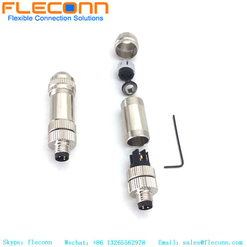 M8 3 Pin Shielded Field Wireable Connector