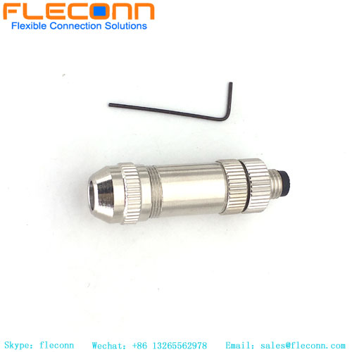 M8 3 Pin Male Straight Metal Connector