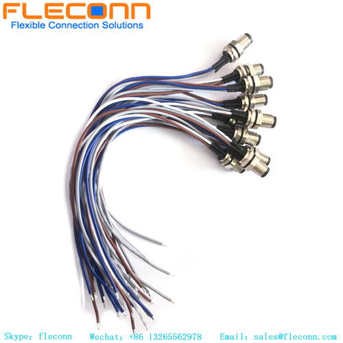 M8 4 Pin Male Panel Mount Connector Cable, IP67 Waterproof Straight Plug Cable