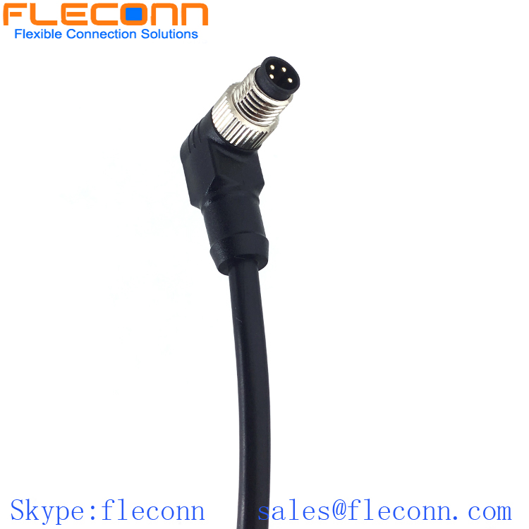 M8 Male to Male Cable, 90 Degree Angle Molded Connector Cable Assembly