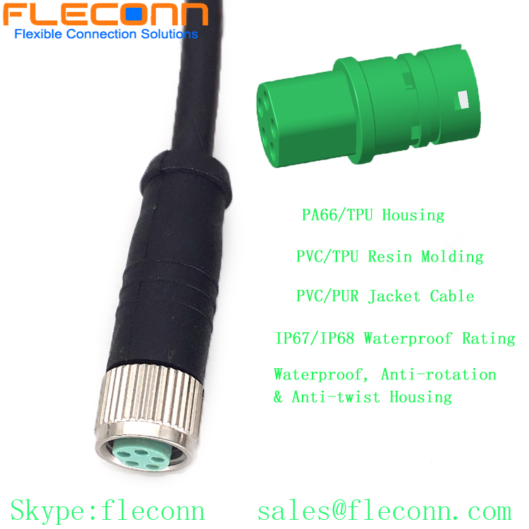 M8 5 Pin Female Connector Cable