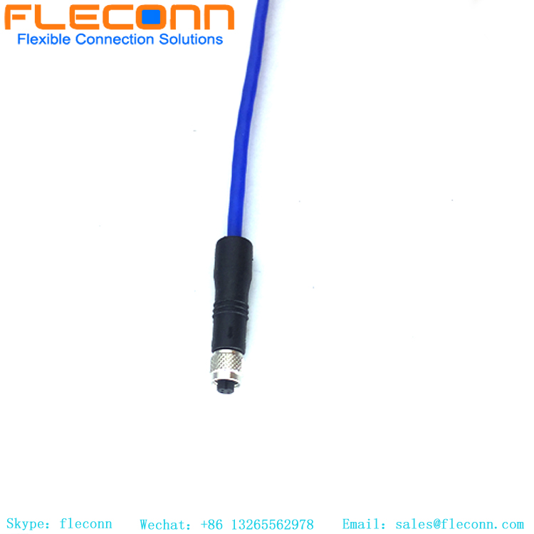 4 Contact M5 Circular Metric Connector Cable, Female, Straight Molding Type