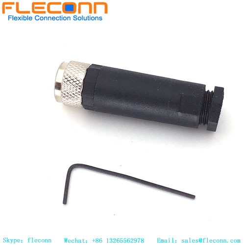 M8 3 Pin Connector, Female, Straight, Field Wireable