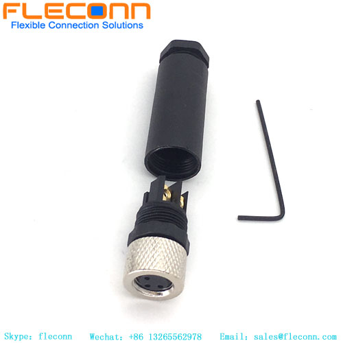 M8 3 Pin Female Field Wireable Connector