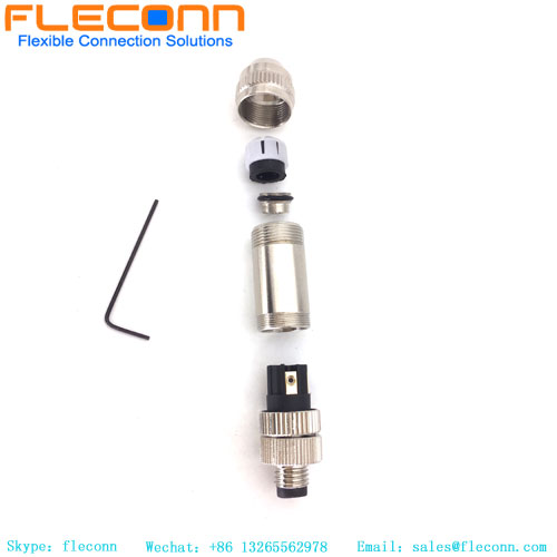 M8 4 Pin Male Connector, Metal Shielded