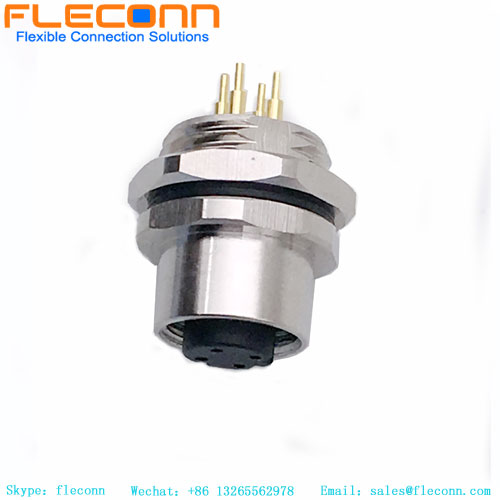 M12 4 Pin Panel Mount Connector