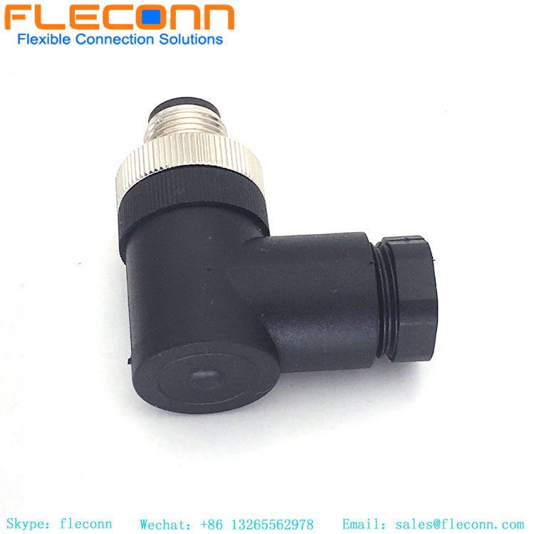 M12 Right Angle Connector 5 Pin, Plastic Shell