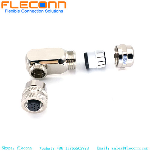 M12 Metal Assembled Right Angle Connector