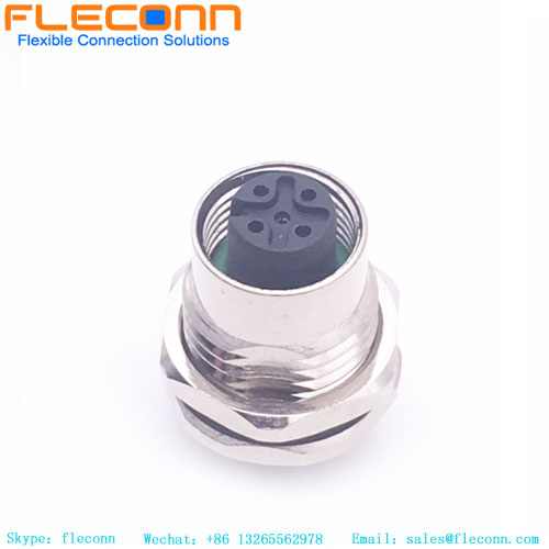 M12 Rear Front Panel Mount Connector