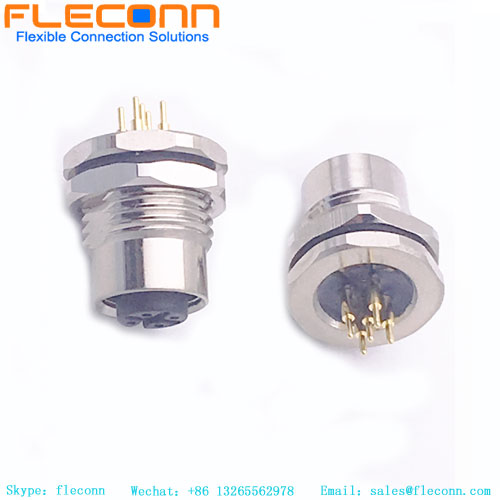 M12 Rear Front Panel Mount Connector