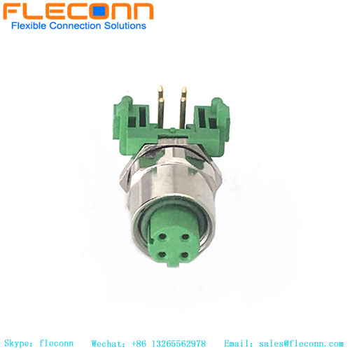M12-D 4 Pos Female Panel Mount Connector