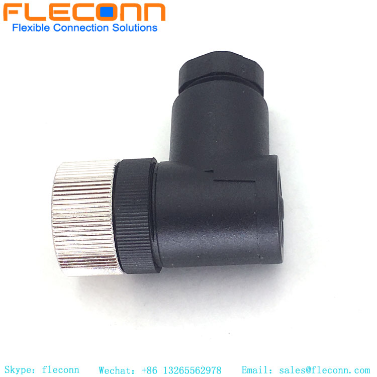 M12 Connector 5 Pin, Plastic Shell, Right Angle