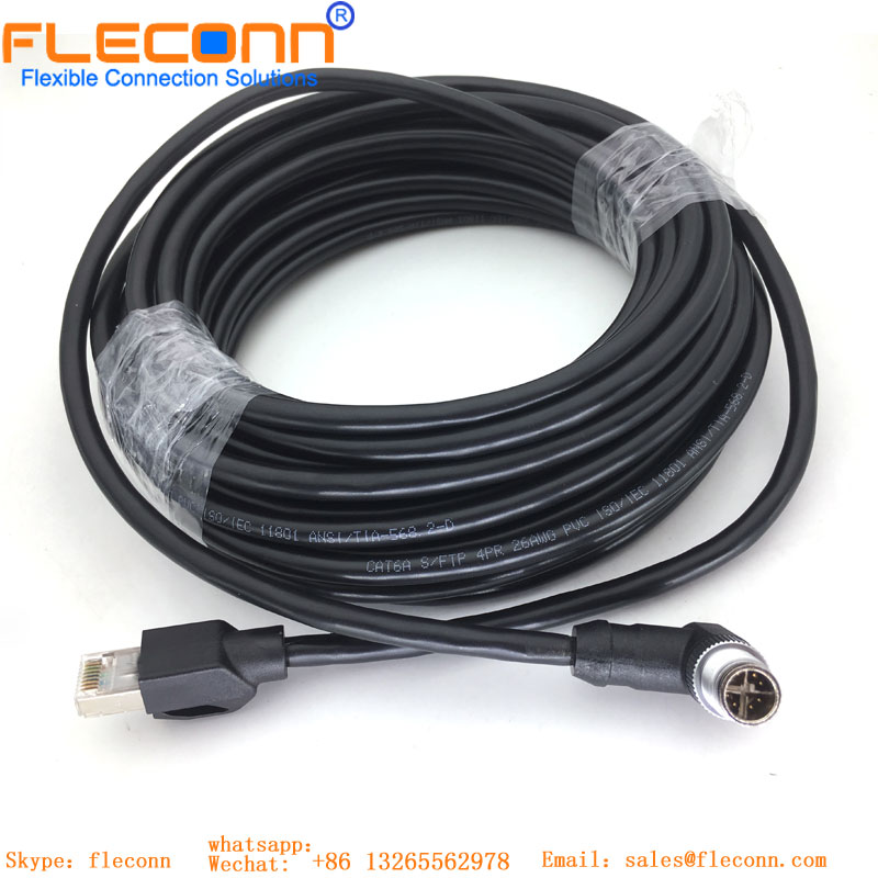 M12 Connector Male 8 Pin X Code To Rj45 Ethernet Cable
