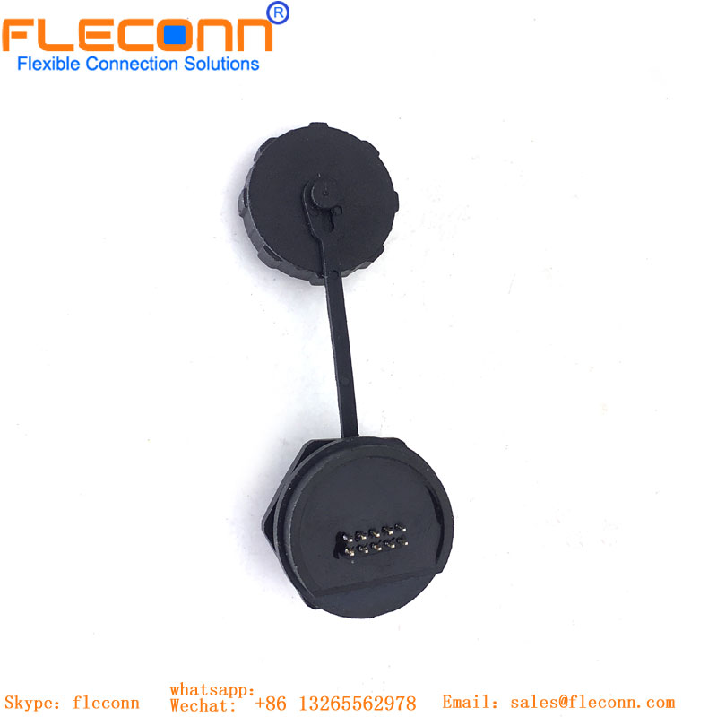 RJ45 round panel mount connector with dust cover