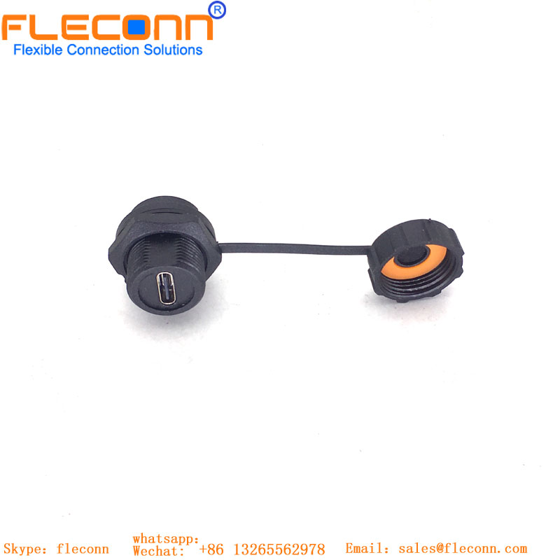 Waterproof USB C Panel Mount Connector
