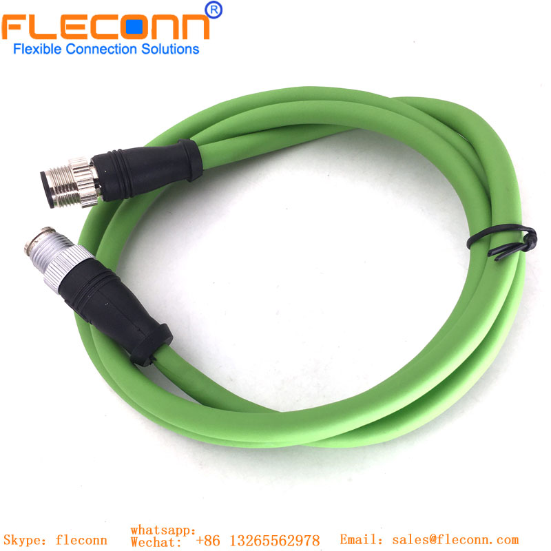 M12 D-coded To X-coded Connector Cable