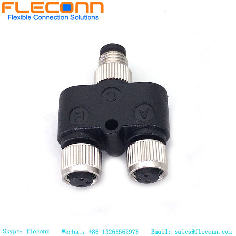 M8 Y Adapter 4Pin Male To 3Pin Female Connector M8 Y Adapter 4Pin Male To 3Pin Female Connector